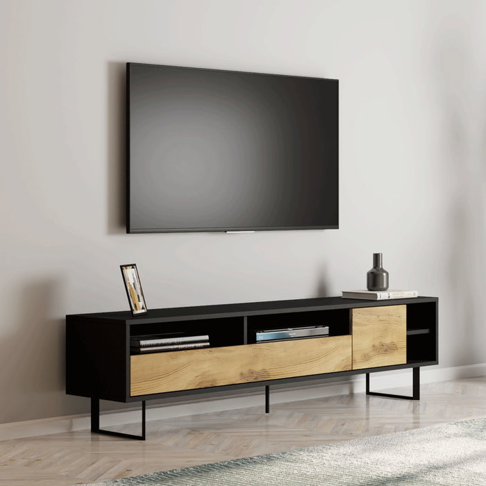 Hanah Home Soporte de TV Luga Negro y Roble